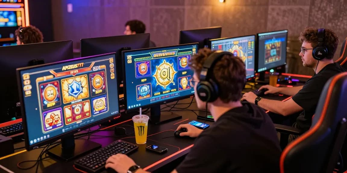 Exciting gaming setup showcasing situs judi slot experience with vibrant displays and engaging atmosphere.