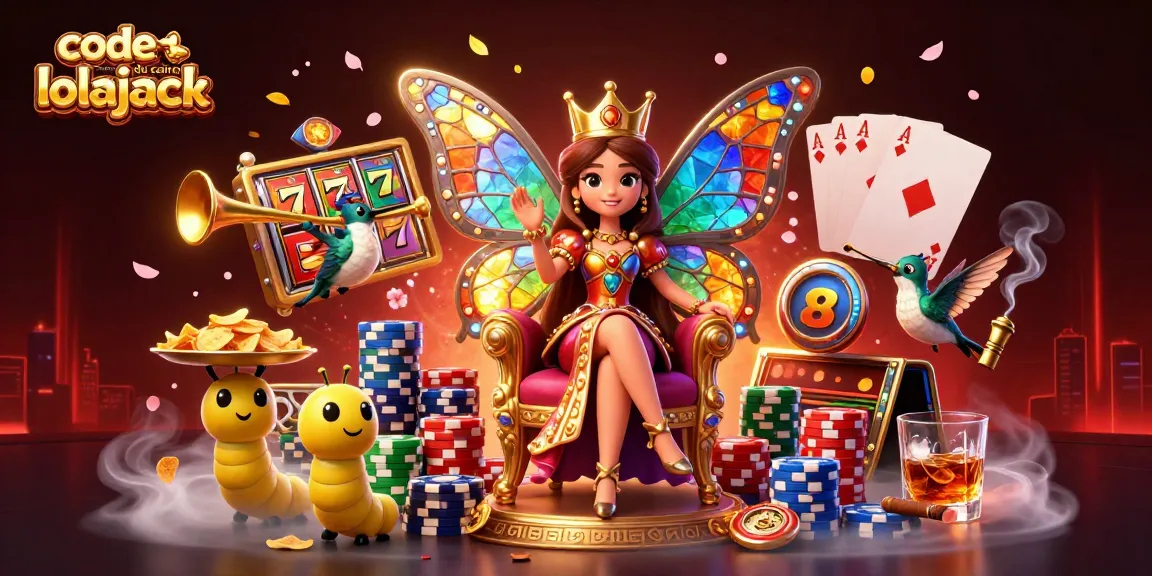 Profitez du code promo du casino lolajack avec une illustration vibrante de machines à sous et des éléments de jeu captivants.
