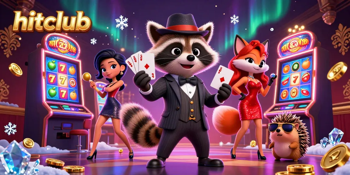 Win big at hitclub with a vibrant 3D digital casino illustration showcasing slot machines, characters, and thrilling game elements.