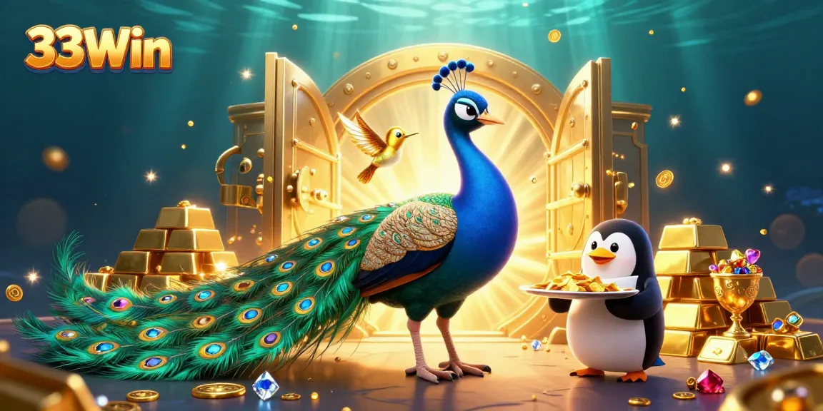 Play exciting casino games at 33Win featuring luxurious treasures and animated characters.