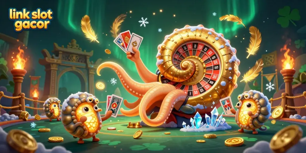 Experience exciting wins with the link slot gacor illustrated in a vibrant casino scene.
