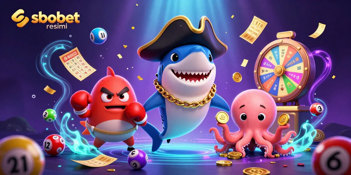 Experience vibrant betting excitement with sbobet resmi in this dynamic casino scene featuring a pirate shark and his friends.