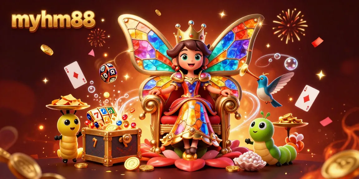 Experience winning jackpots with myhm88's vibrant casino scene featuring colorful characters and engaging gameplay.