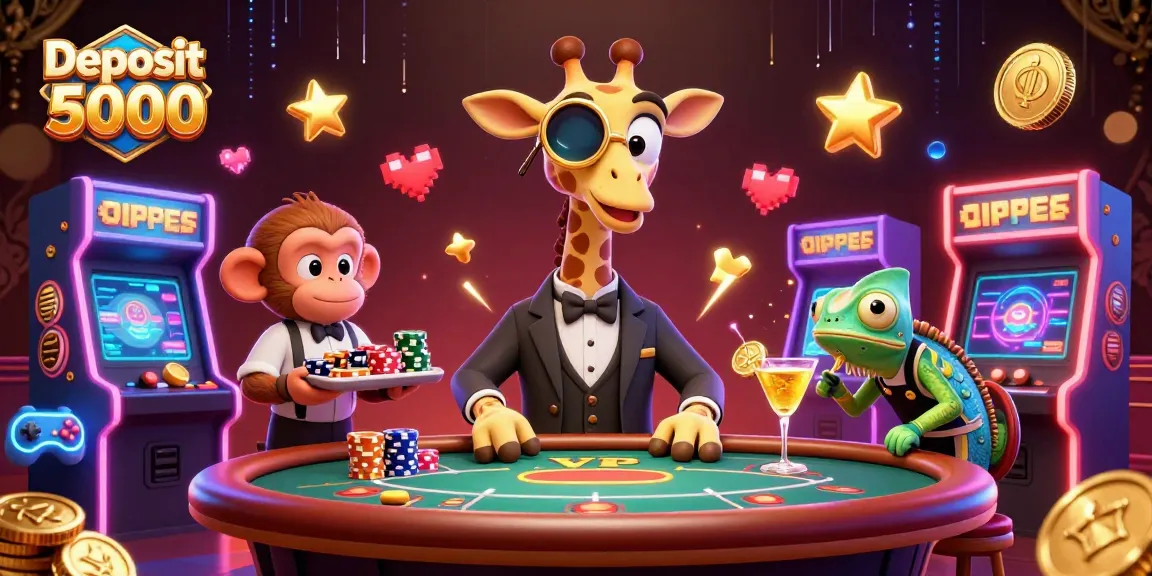 Bermain slot dengan Setoran 5000 dan fitur sultan, diiringi suasana kasino yang megah.
