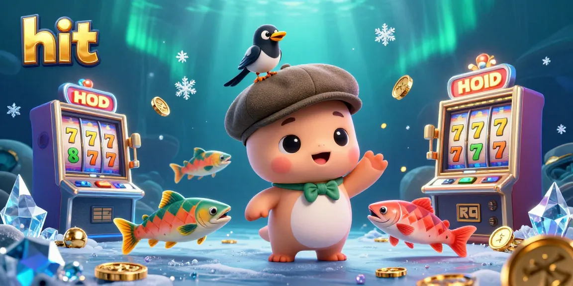 Experience the excitement of hit slots with playful characters in a colorful casino scene.