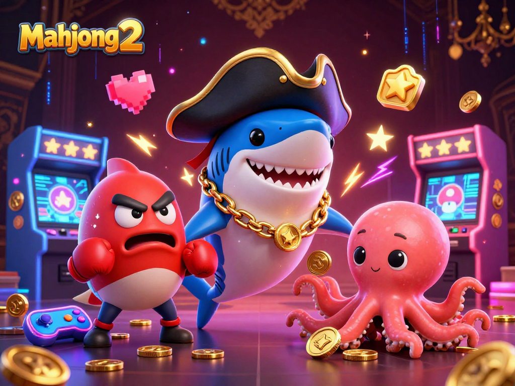 Join the fun with mahjong 2 in this colorful 3D casino scene featuring cartoon characters!
