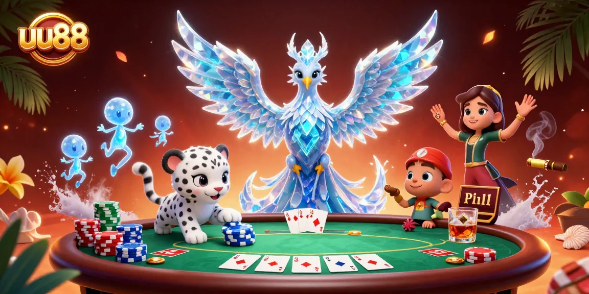 Experience the excitement at uu88 with vibrant illustrations of poker elements and enchanting characters.