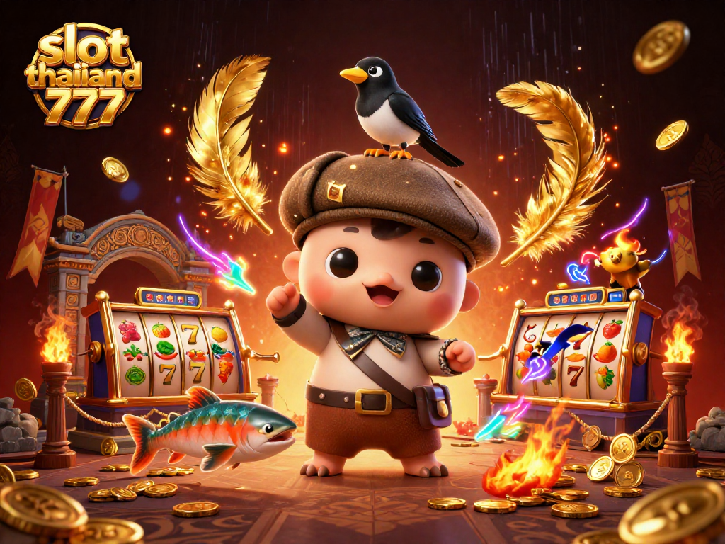 Experience excitement with slot thailand 777 as cartoon characters engage in a lively casino scene.