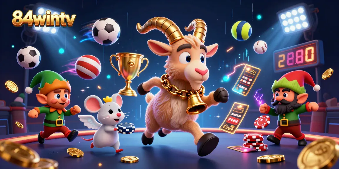 Engage in thrilling gaming adventures at 84wintv with dynamic casino scenes and playful characters.