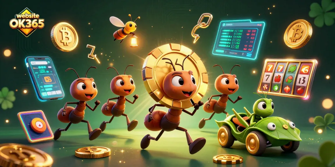 Experience thrilling action on the website OK365 with a vibrant heist scene featuring animated characters and casino elements.