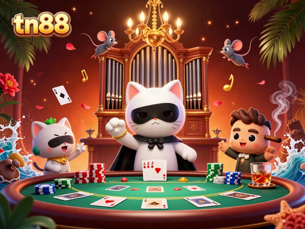 Experience winning moments at tn88 with a stunning casino scene featuring cartoon characters and gambling elements.