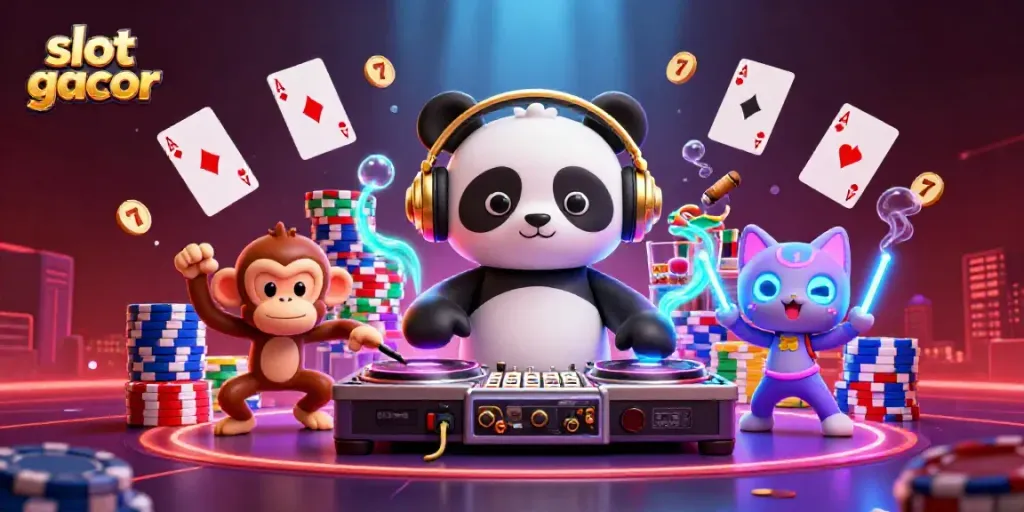 Experience the thrill of slot gacor with vibrant characters and dynamic gaming elements.