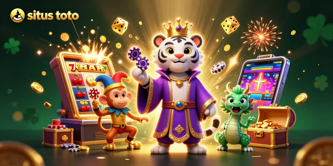 Situs toto jackpot experience with vibrant characters, poker chips, and stunning 3D graphics
