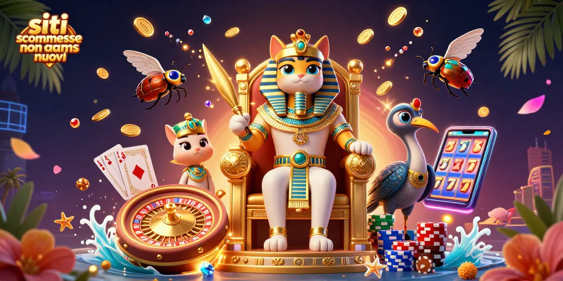 Siti scommesse non AAMS nuovi: Illustrazione 3D con crollo di monete e personaggi casinò