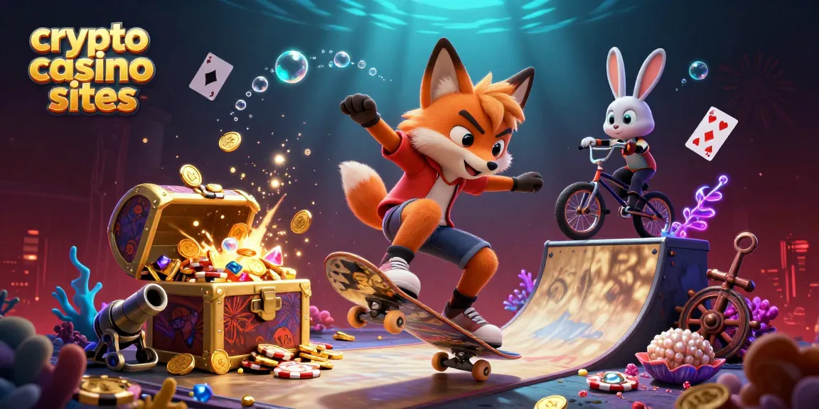 Scopri i siti di crypto casino con questo vivace scenario di gioco, caratterizzato da personaggi e simboli di casinò.