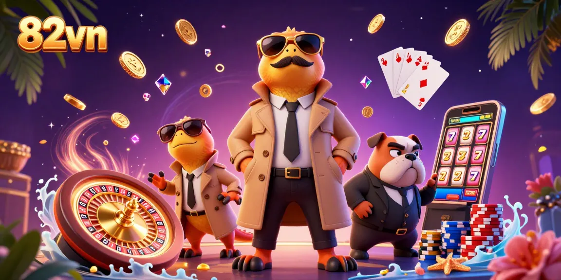 Win big at 82vn with raptors sneaking into a VIP casino lounge surrounded by jackpots and colorful chips.