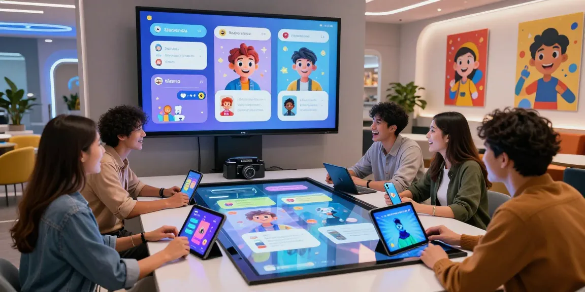 Interactive AI chat nsfw display with customizable characters and diverse users exploring features.