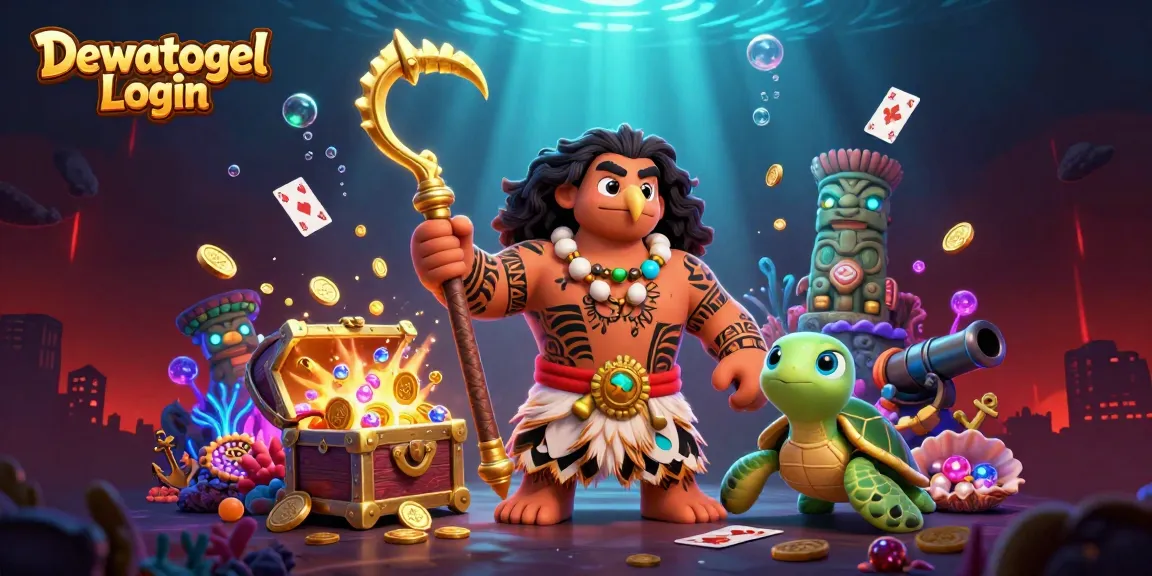 Dewatogel Login offers an engaging scene of a demigod hawk and turtle with treasure, emphasizing thrilling gameplay experiences.