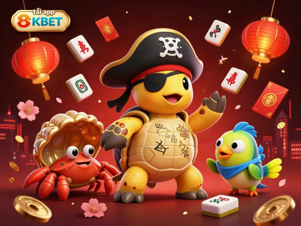 Engage in excitement with tải app 8KBET, featuring a vibrant underwater casino scene with animated characters and rich gambling elements.
