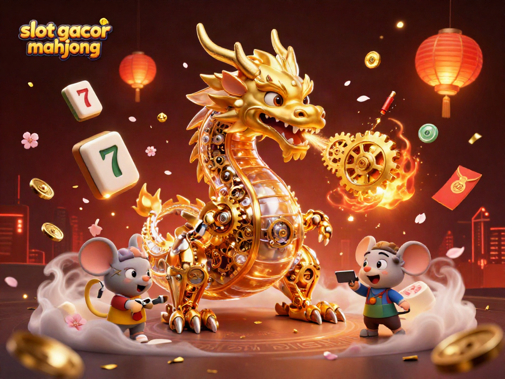 Experience excitement with slot gacor mahjong in a vibrant 3D casino scene filled with energy and color.
