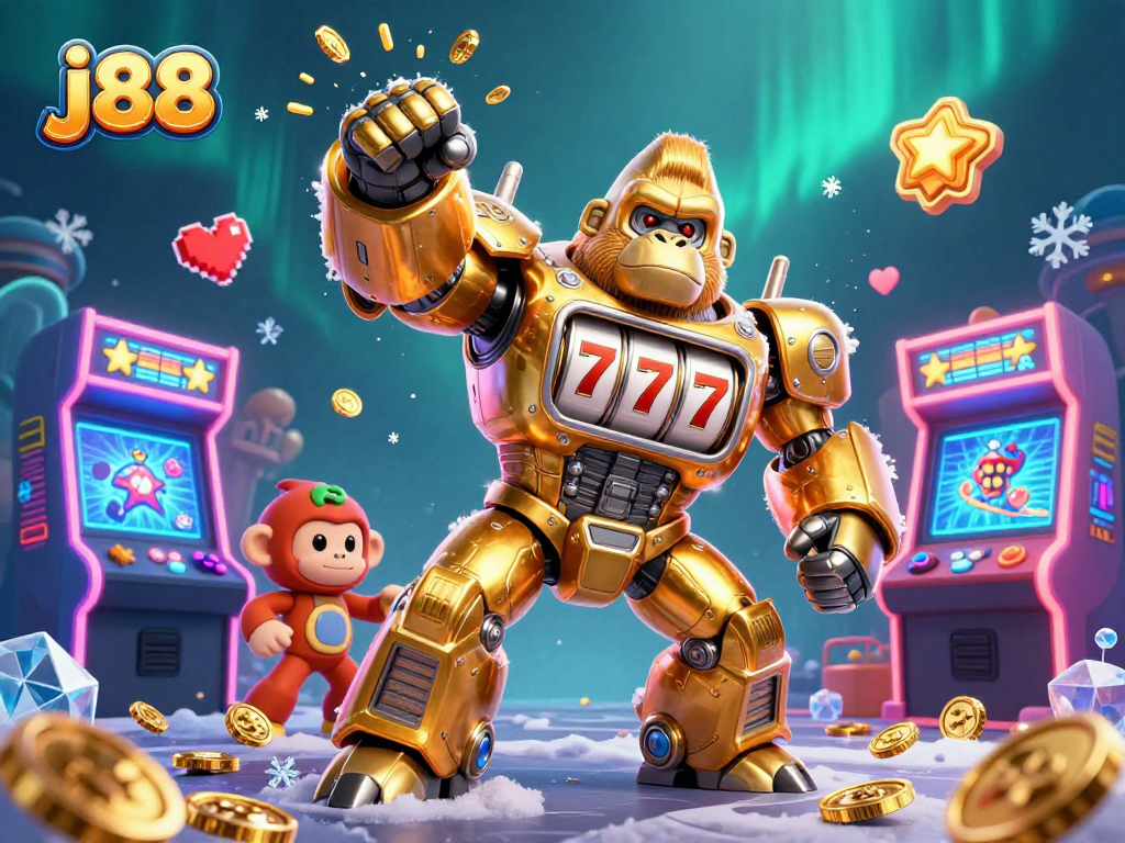 Experience ultimate gaming action with j88 in a vibrant 3D casino world filled with exciting elements.