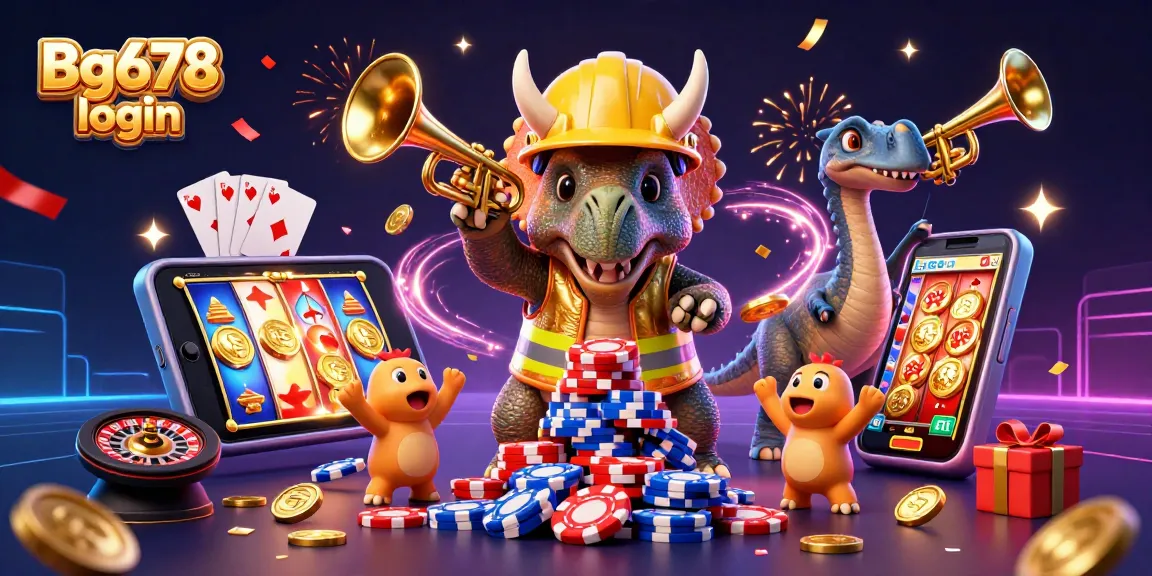 Engage with Bg678 login to start winning at this vibrant casino scene with colorful slot games.