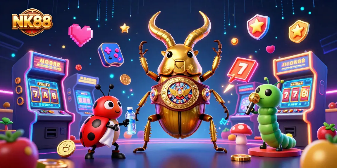 Experience fun slots and jackpots at NK88 with neon-lit characters in a dynamic casino scene.