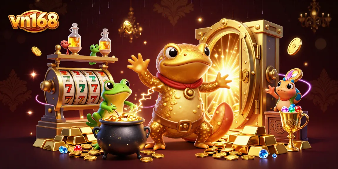 vn168 players winning big in a vibrant casino-themed illustration, showcasing an exciting gaming environment
