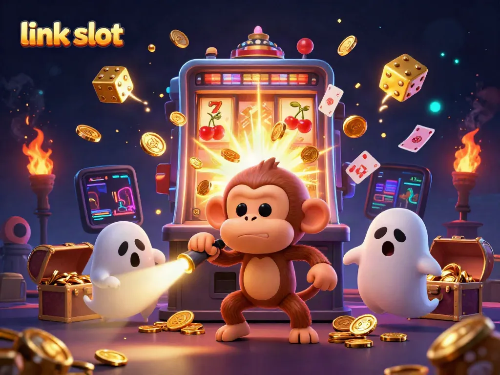 Experience thrilling gameplay with link slot as characters engage in a burst of casino excitement.