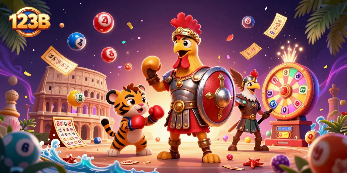 Bet on exciting games at 123B featuring colorful lottery elements and dynamic character action