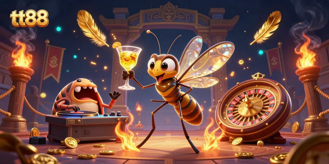 Engage with TT88's thrilling online casino experiences, featuring vibrant characters and stunning casino elements.