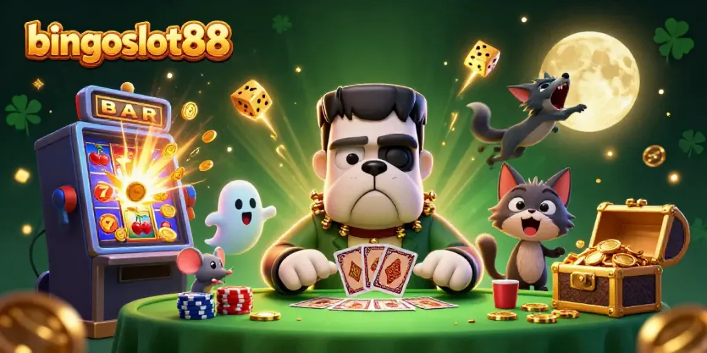 Rasakan keseruan bingoslot88 dengan monster menyeramkan bermain kartu di meja hijau yang memikat.