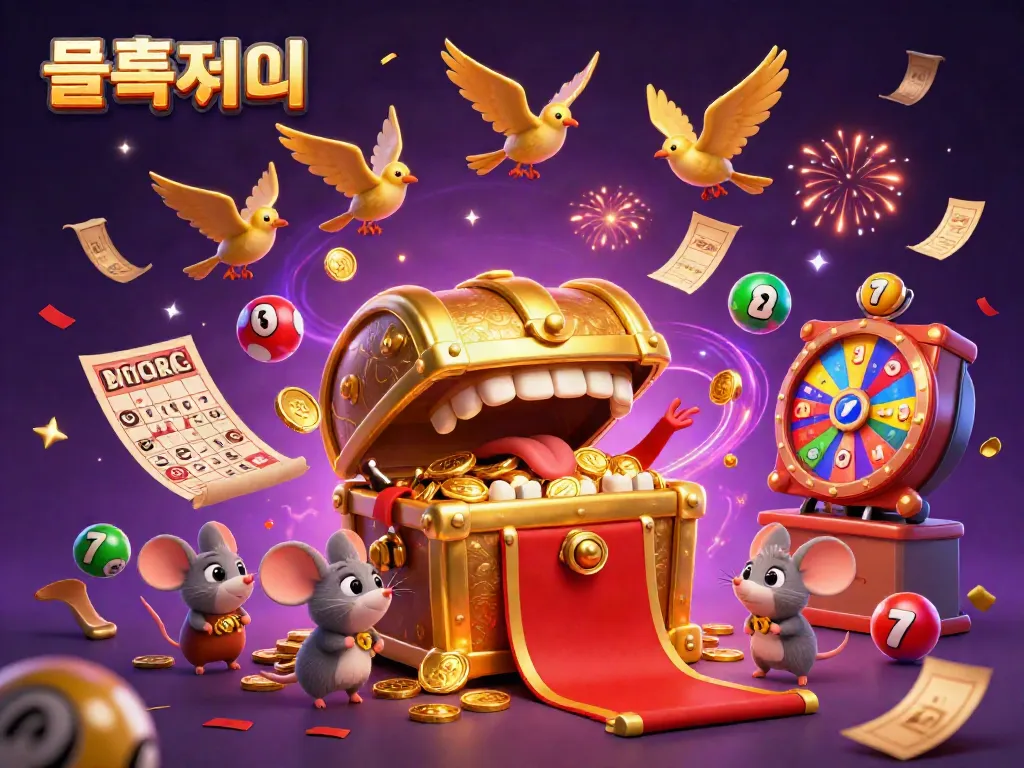 Experience excitement with vibrant slot reels and colorful elements at 슬롯사이트 as a cartoon treasure chest tempts adventurer mice.