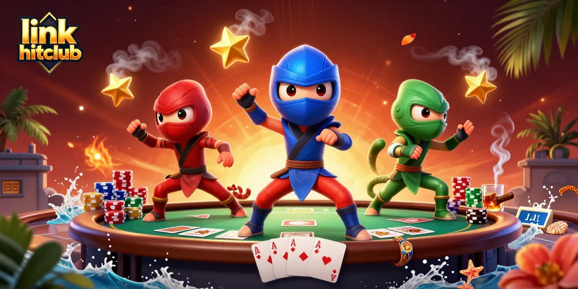Join the thrill of the link hitclub with 3D ninja chameleons, poker elements, and vibrant casino atmosphere!