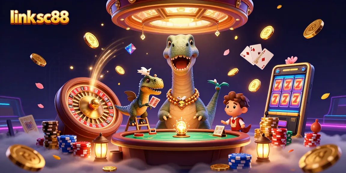 Engage in thrilling gameplay at link sc88 with a vibrant casino atmosphere filled with animated characters.