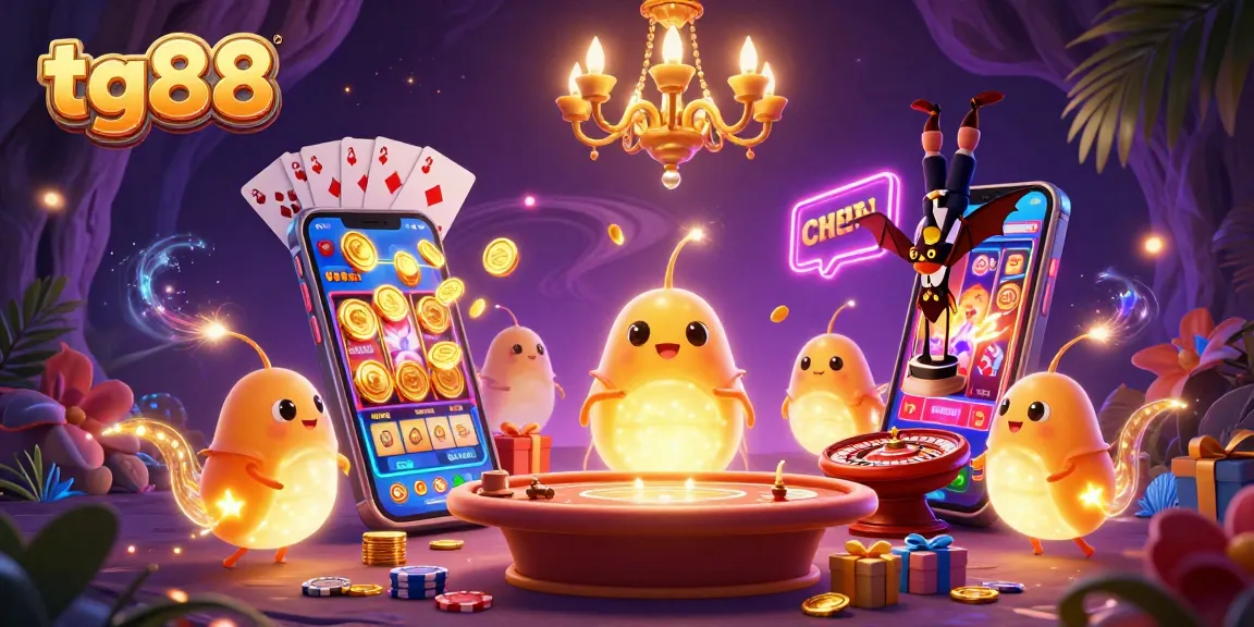 Experience exciting gameplay at tg88 with vibrant characters illuminating a fantasy casino scene.