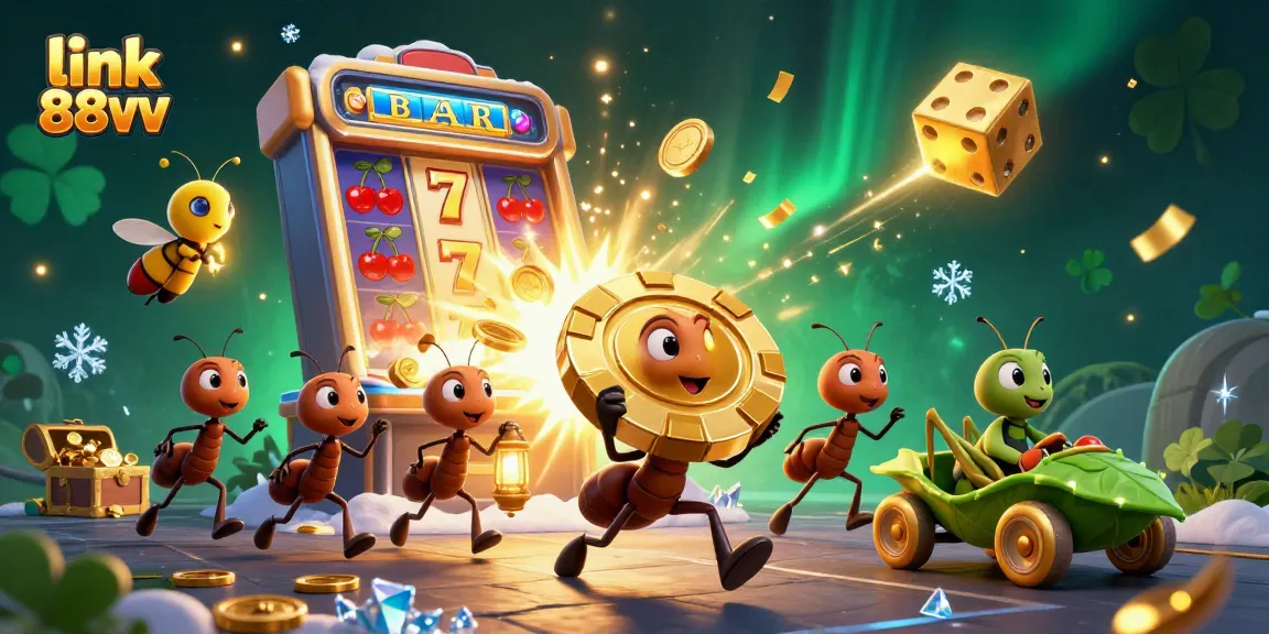 Join the action at link 88vv with a 3D ant heist scene featuring golden poker chips and jackpots.