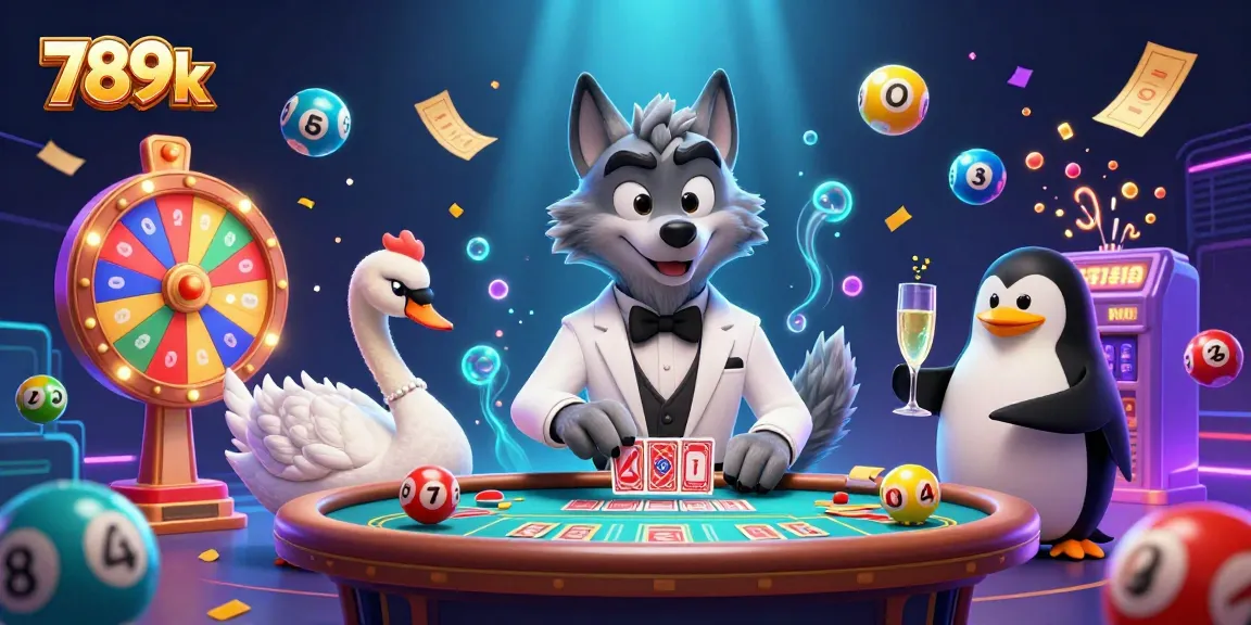 Engage with 789k's vibrant casino atmosphere featuring animated characters and colorful gaming elements.