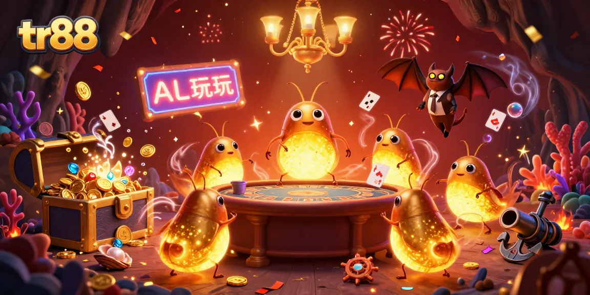 Experience the vibrant casino scene in tr88 with glowing creatures, gold treasures, and dynamic game elements.
