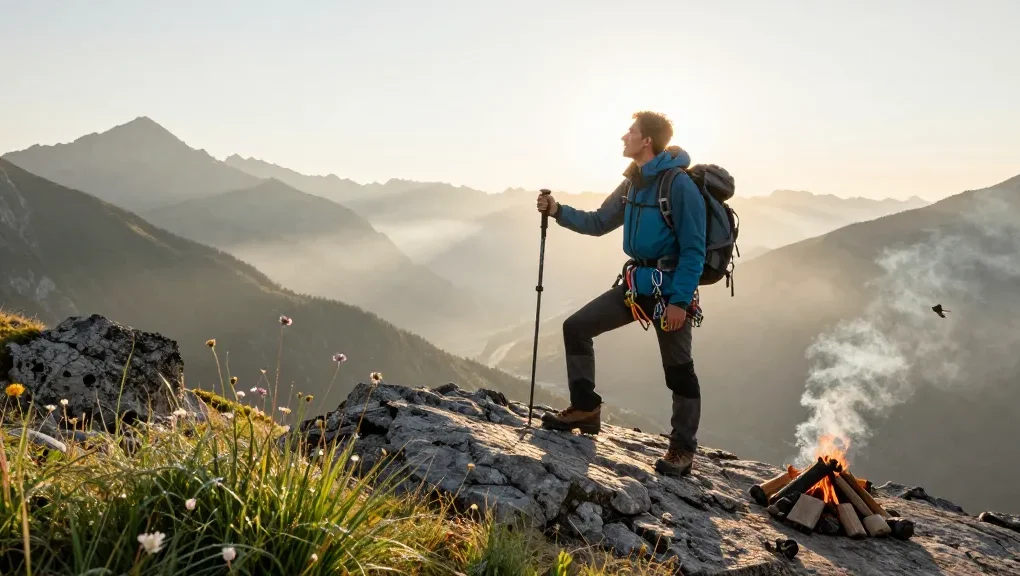 Adventurer at a mountain peak showcasing dewanaga77 and the thrill of exploration