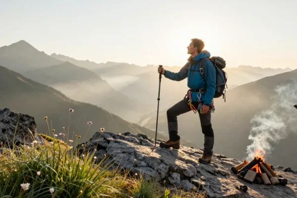 Adventurer at a mountain peak showcasing dewanaga77 and the thrill of exploration